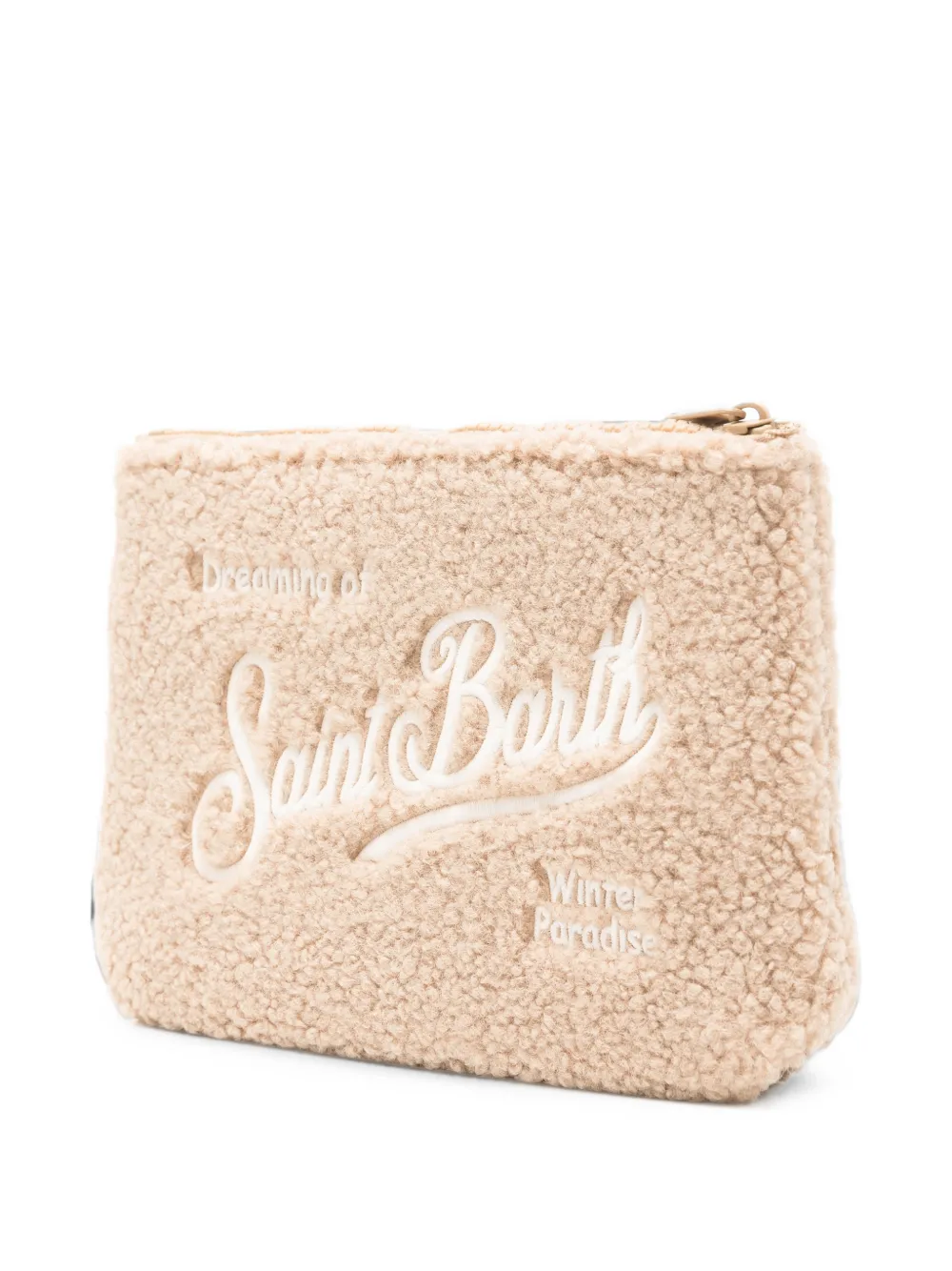 MC2 Saint Barth Aline teddy clutch met borduurwerk Beige
