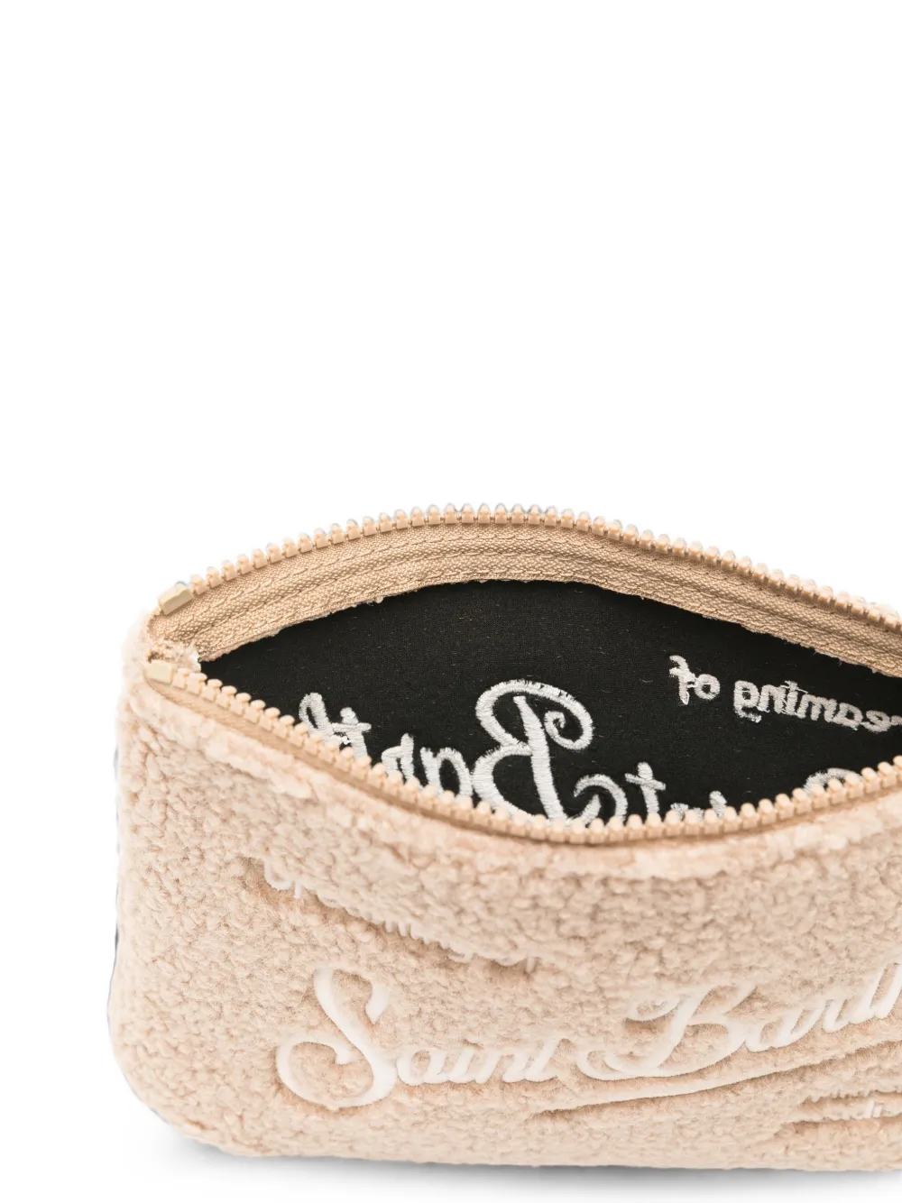 MC2 Saint Barth Aline teddy clutch met borduurwerk Beige