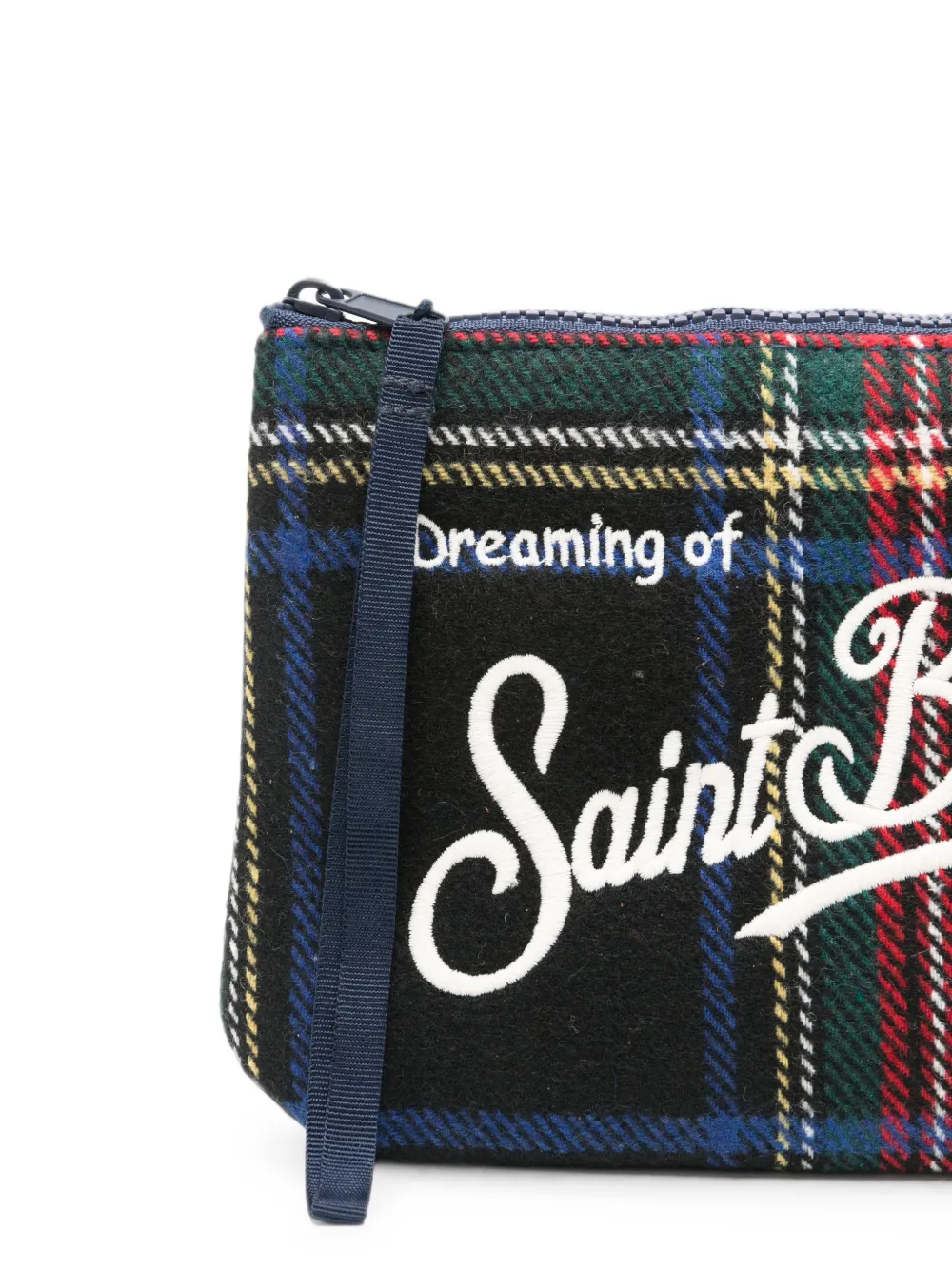 MC2 Saint Barth Aline clutch met tartan-ruit en borduurwerk Zwart
