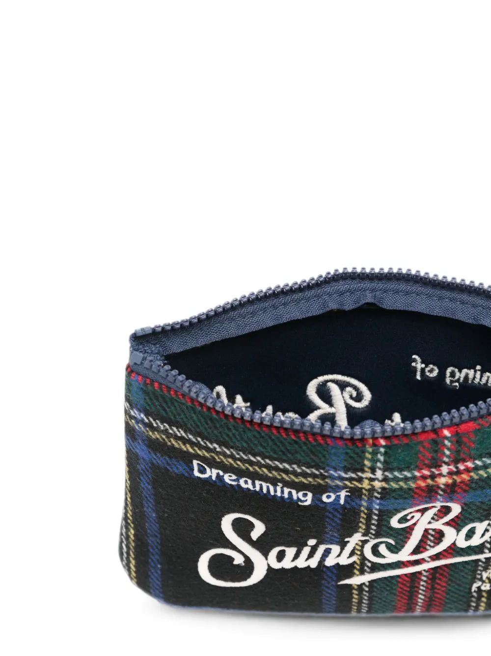 MC2 Saint Barth Aline clutch met tartan-ruit en borduurwerk Zwart