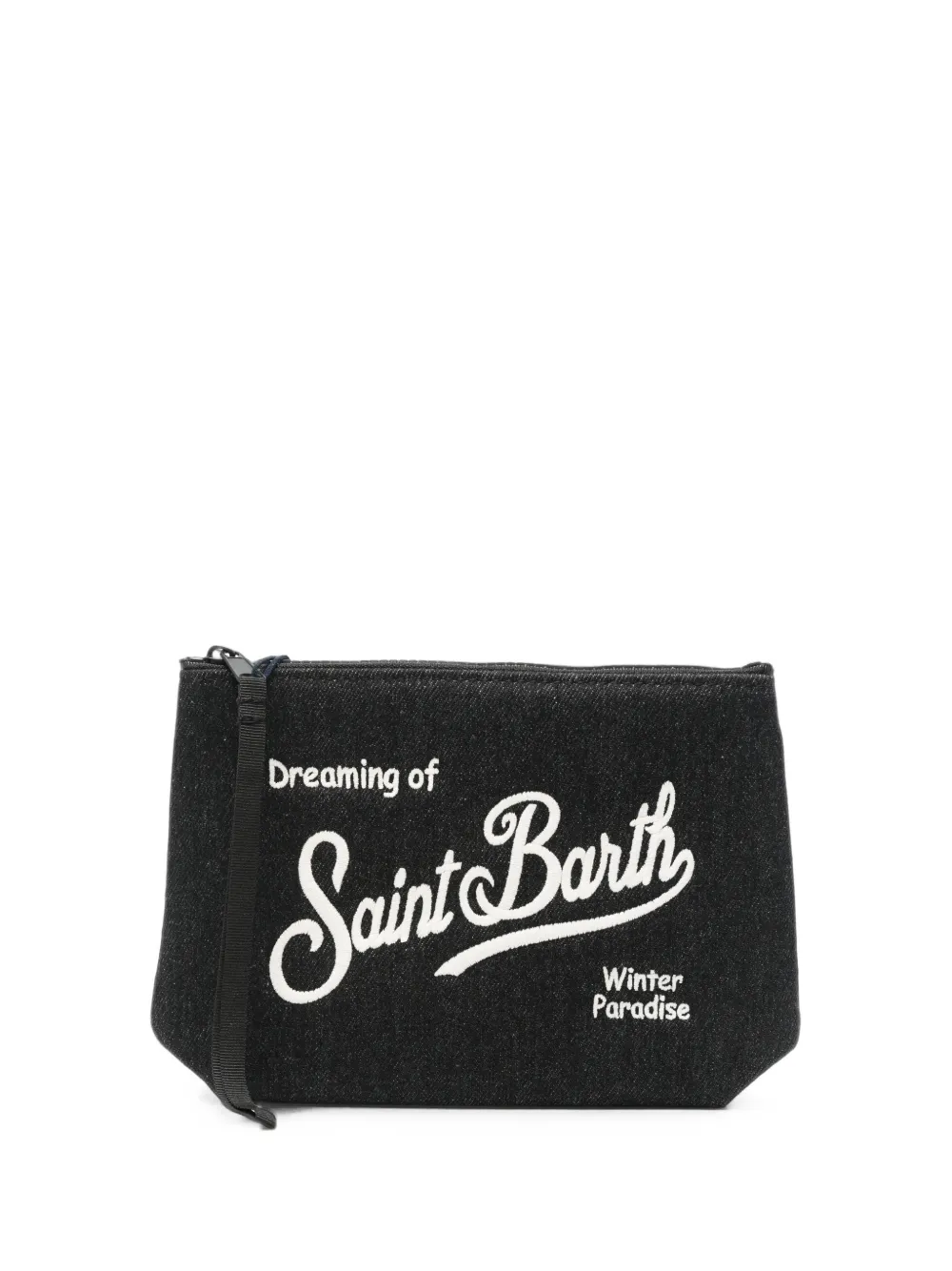 MC2 Saint Barth Aline clutch met geborduurd logo Zwart
