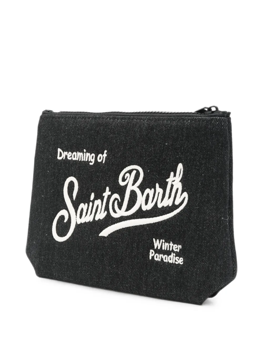 MC2 Saint Barth Aline clutch met geborduurd logo Zwart