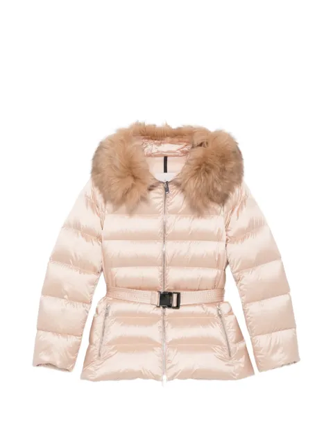 Moncler chamarra Cupidones con cinturón y ribete de pelo