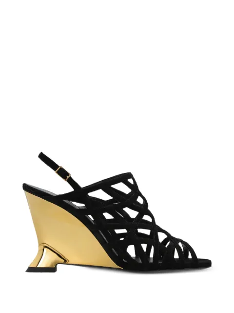 Balmain sandalias con cuña y tira enrejada