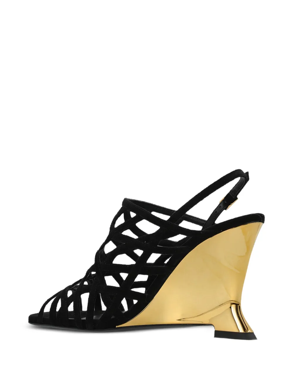 Balmain cage-strap wedge sandals Zwart