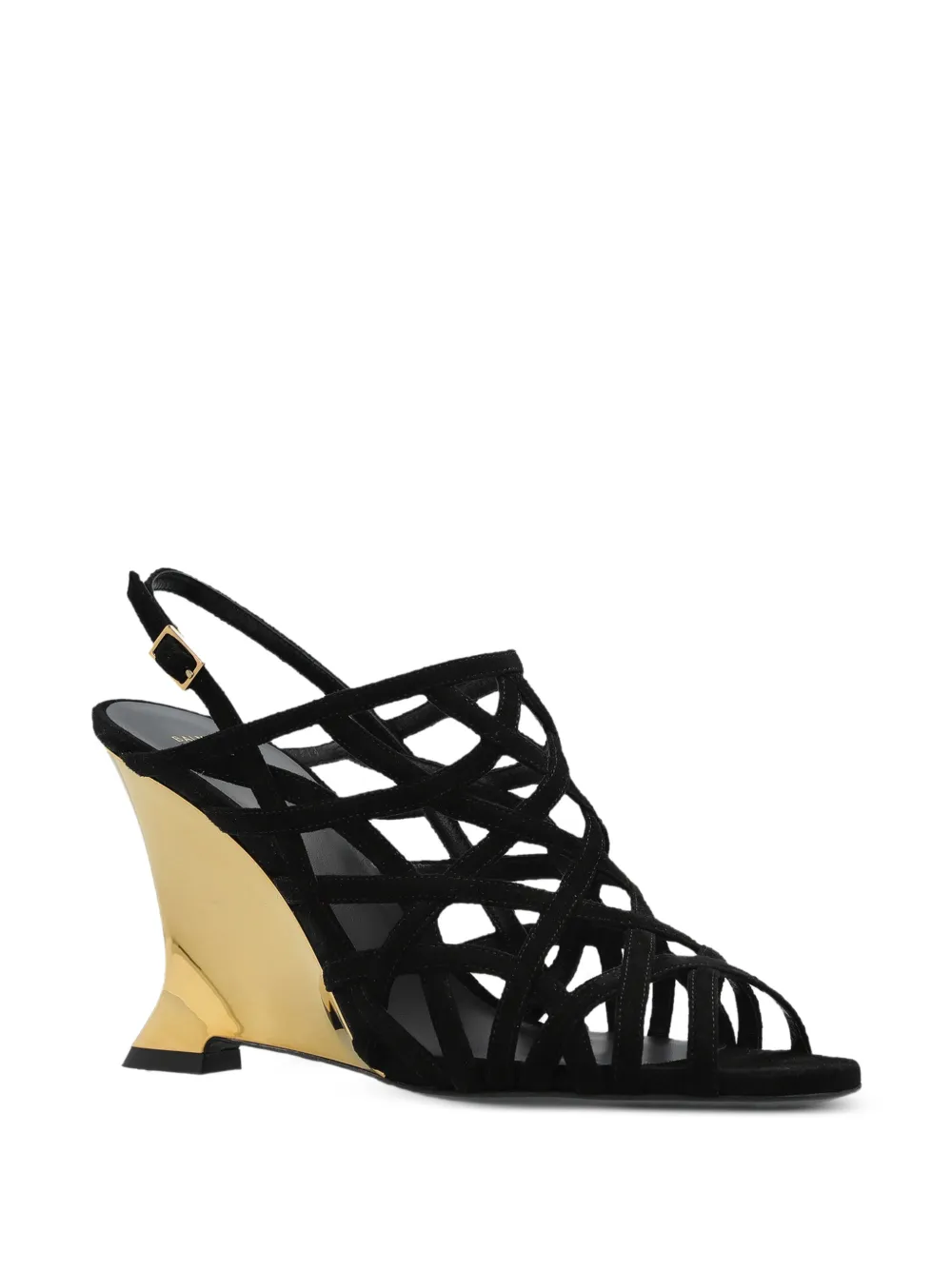 Balmain cage-strap wedge sandals Zwart