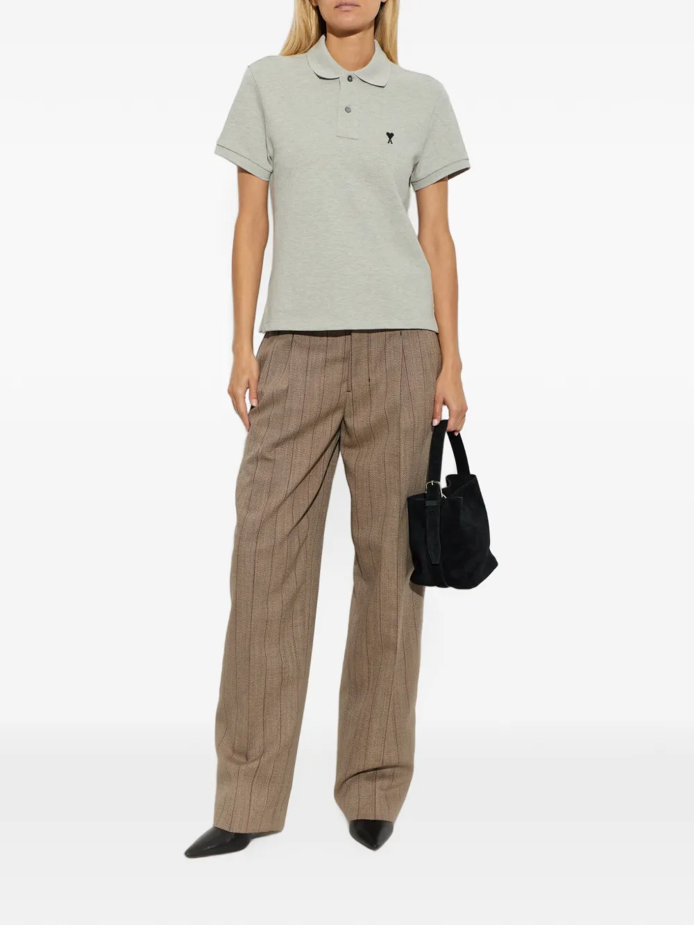 AMI Paris Poloshirt met logo Grijs