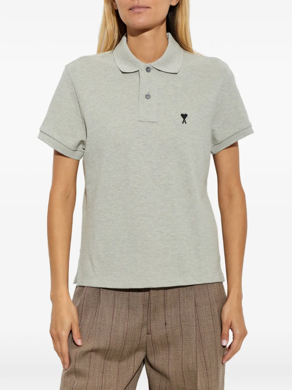 AMI Paris Poloshirt met logo Grijs