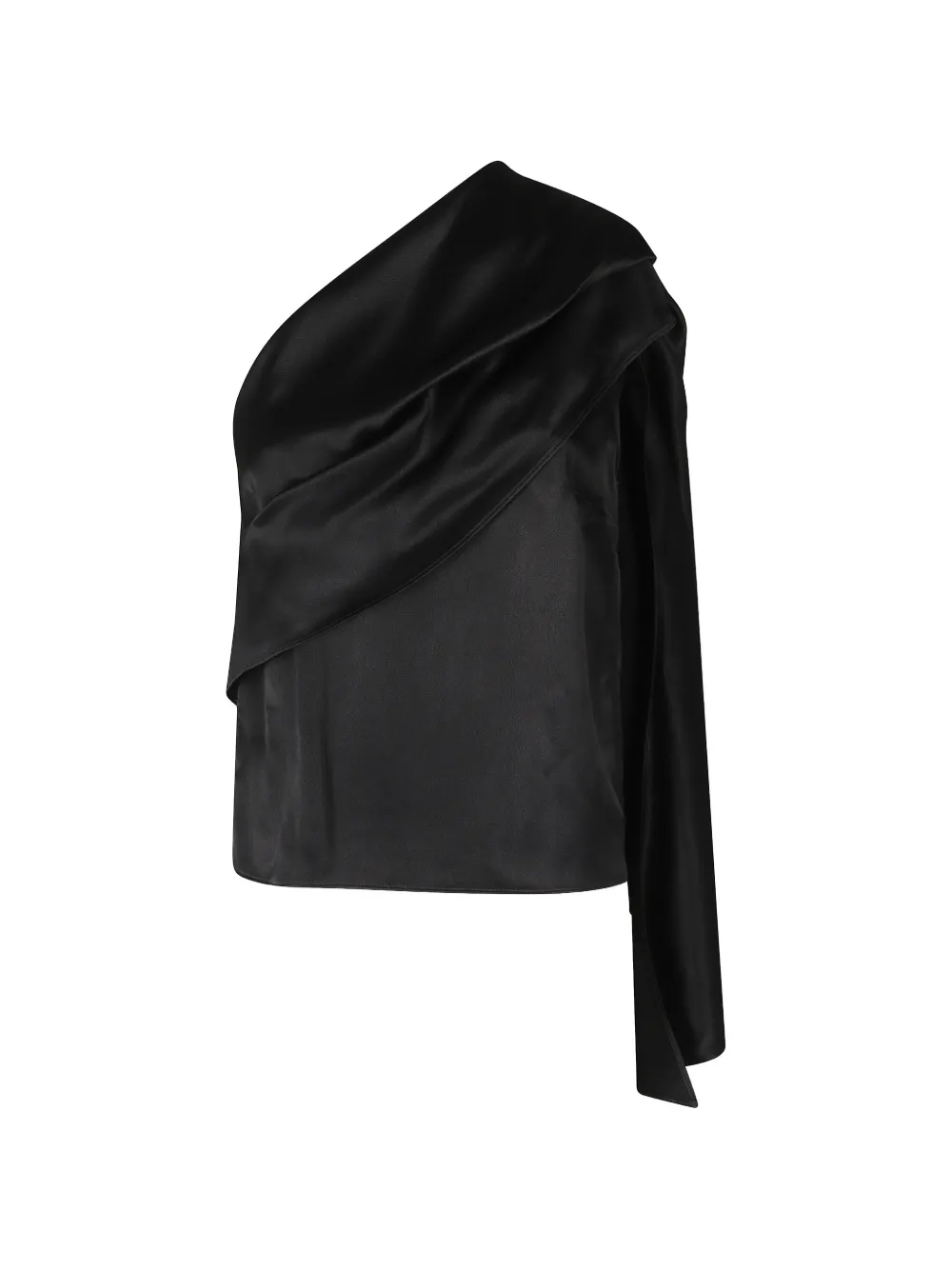 Alberta Ferretti one-shoulder draped top Zwart