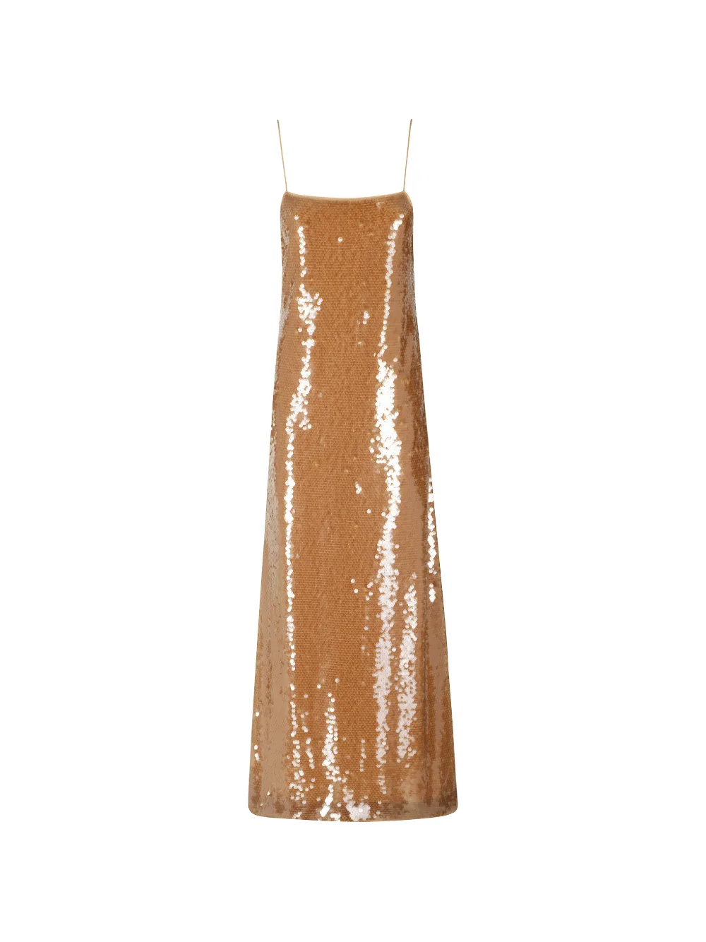 Alberta Ferretti sequin-embellished spaghetti-strap maxi dress Bruin