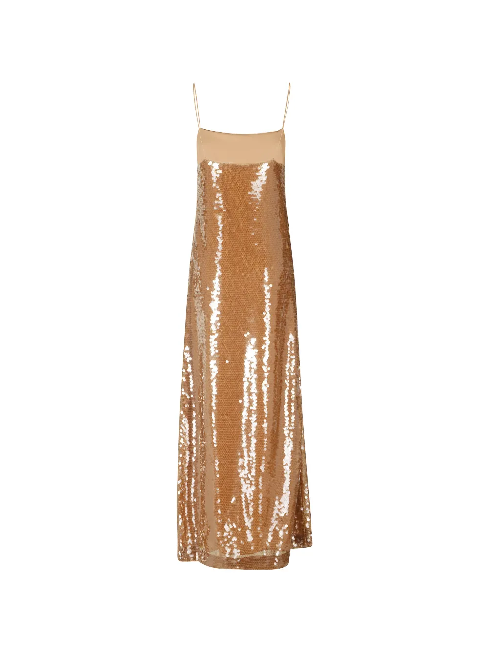 Alberta Ferretti sequin-embellished spaghetti-strap maxi dress Bruin