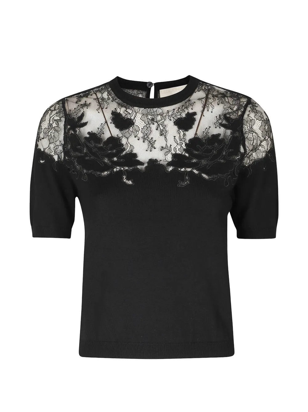 Ulla Johnson Ella lace-panelled short-sleeve top Zwart