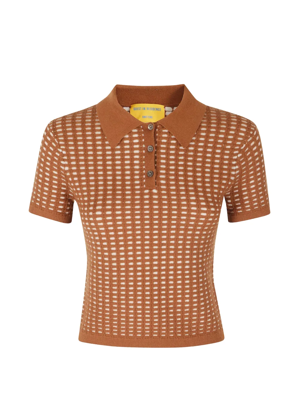 Guest In Residence check-knit polo shirt - Marrone