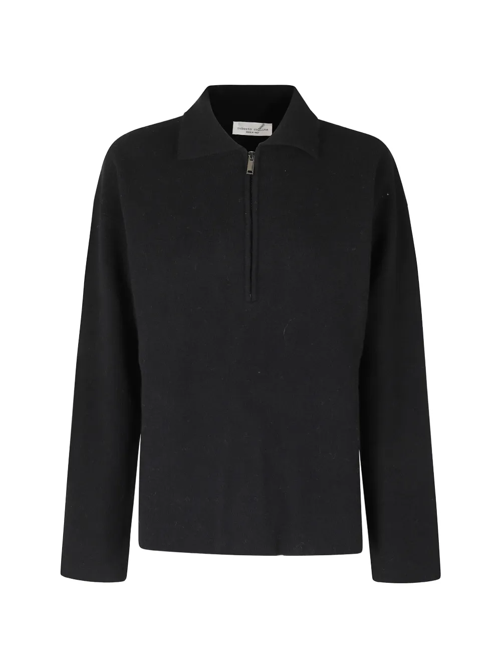 Roberto Collina half-zip knitted polo top - Nero
