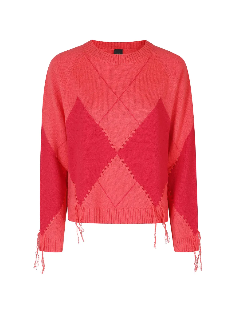 PINKO argyle-knit fringed sweater - Rosso