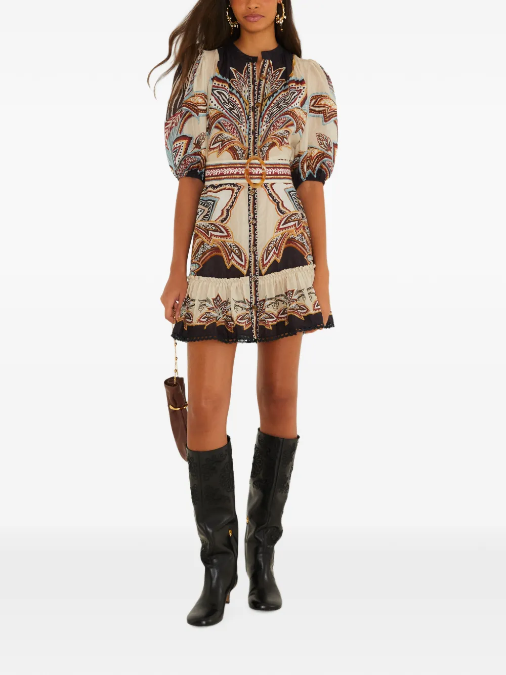FARM Rio Tapestry Dream mini dress Beige