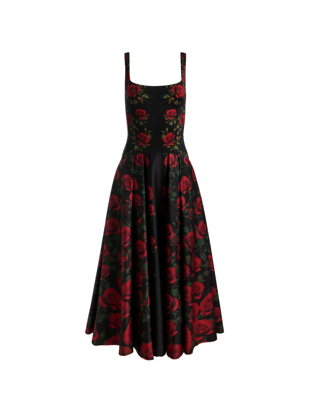 alice + olivia Adley floral-print pleated midi dress - Nero
