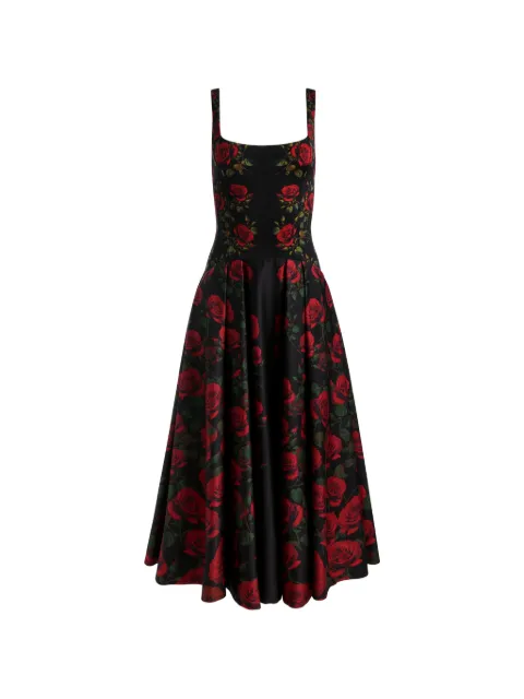 alice + olivia Adley floral-print pleated midi dress