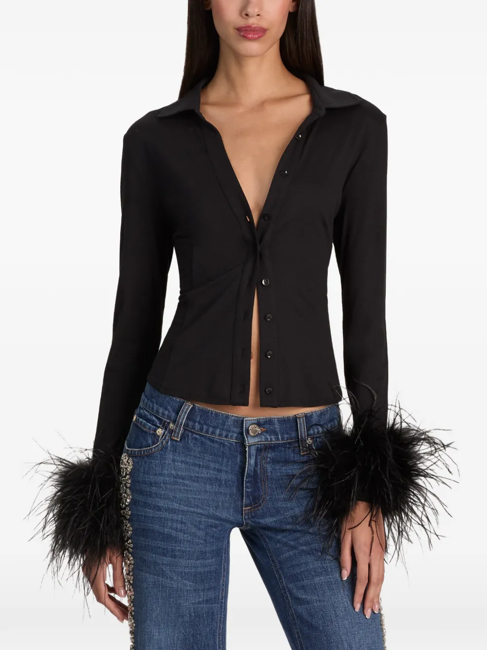 alice + olivia Freya button-up top Zwart