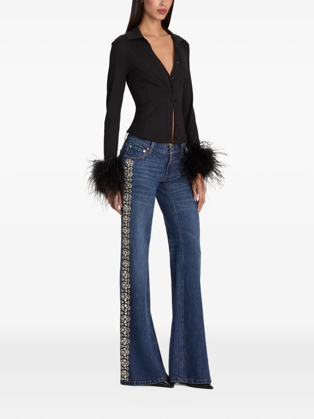 alice + olivia Freya button-up top Zwart