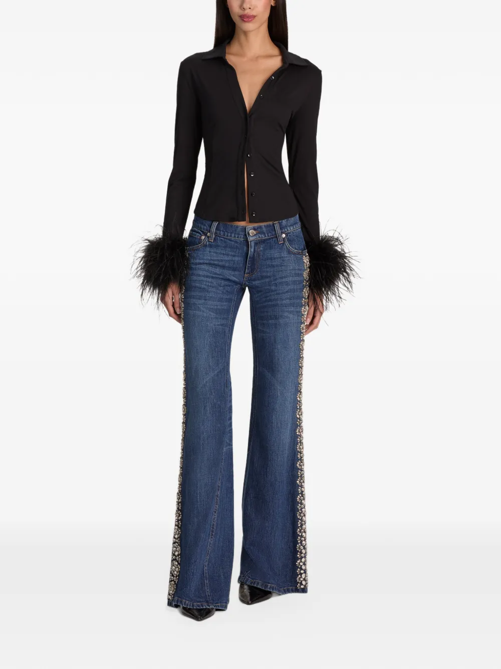 alice + olivia Freya button-up top Zwart