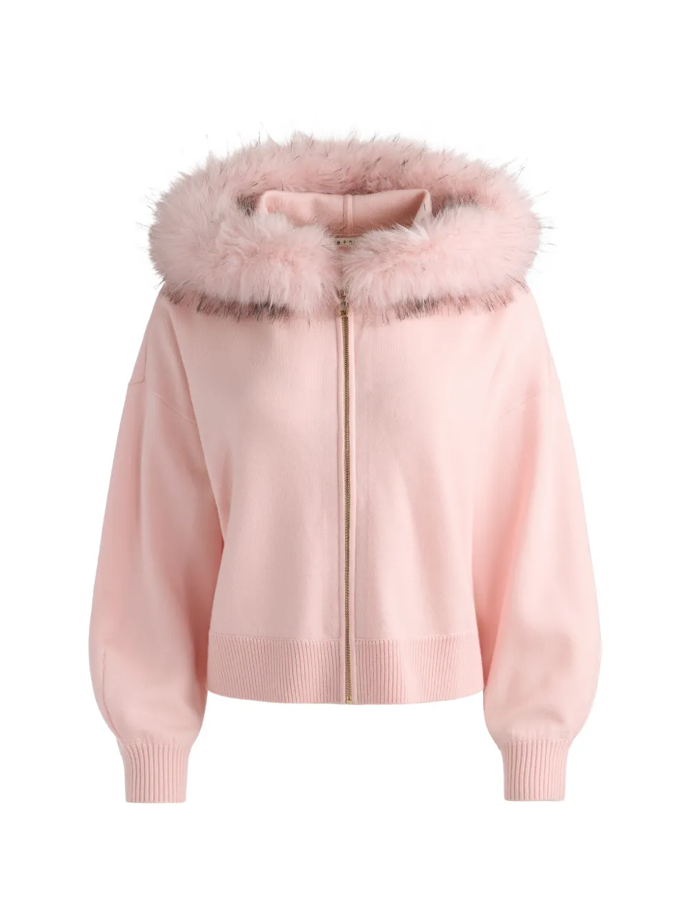 alice + olivia Nadya faux-fur trim zip-up hoodie - Rosa