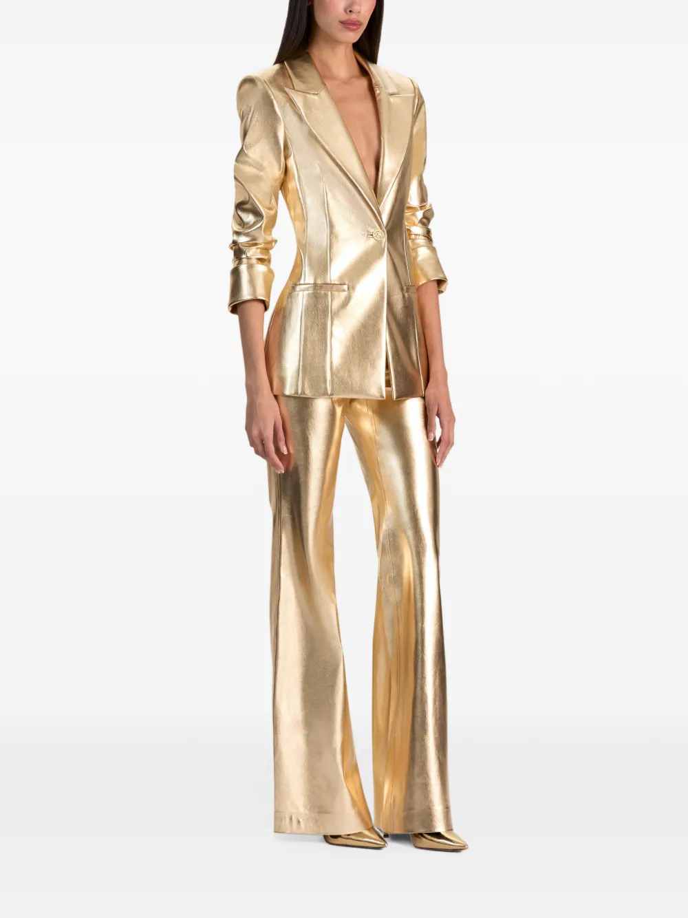 alice + olivia Burns peak-lapels blazer Goud