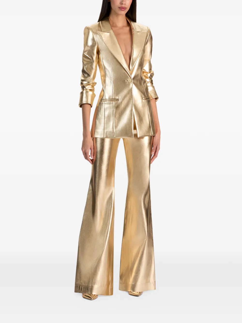 alice + olivia Burns peak-lapels blazer Goud