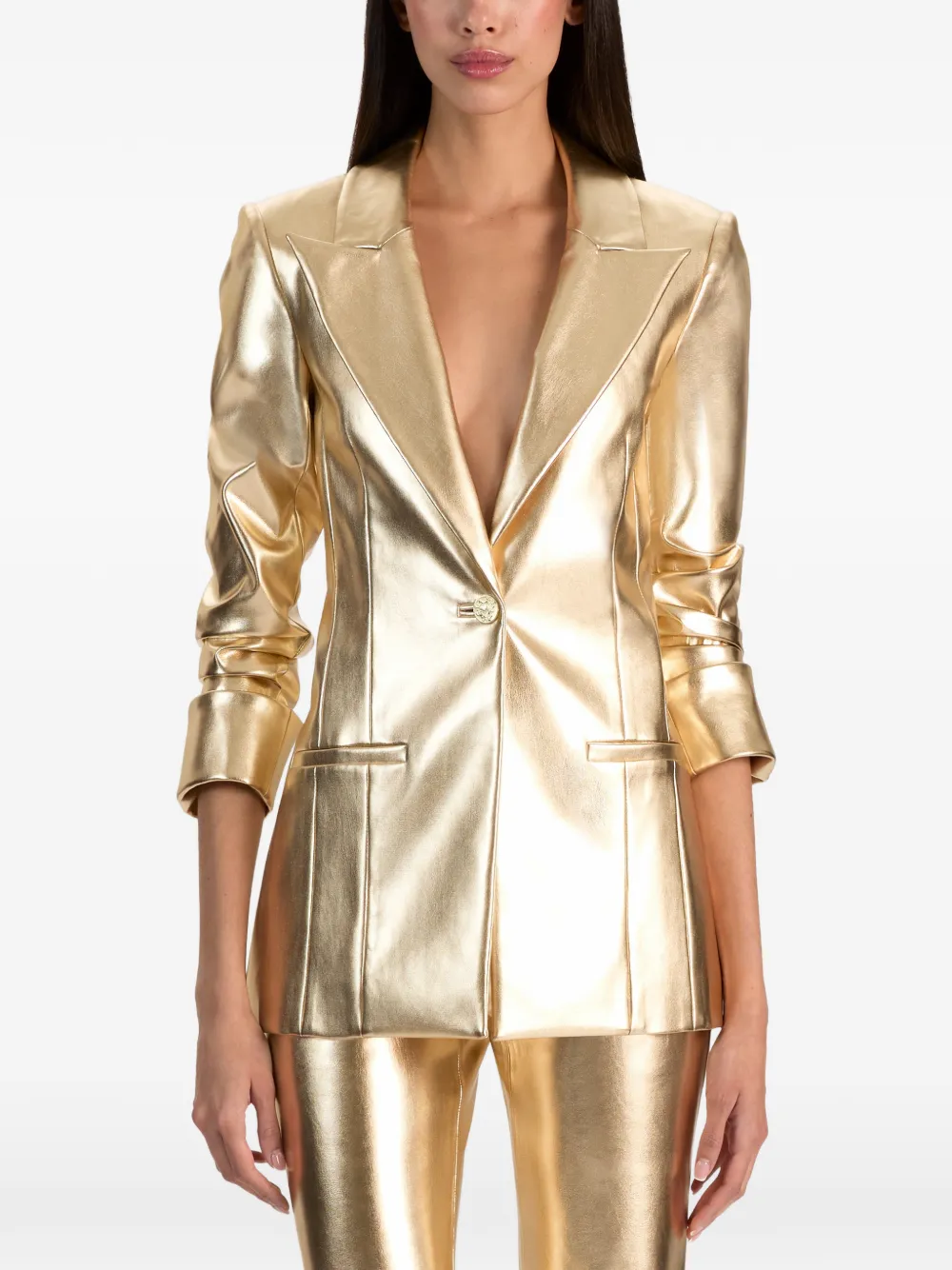 alice + olivia Burns peak-lapels blazer Goud