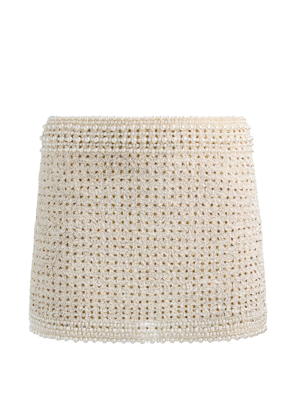 Alice + olivia Rubi crystal-embellished mini skirt Beige