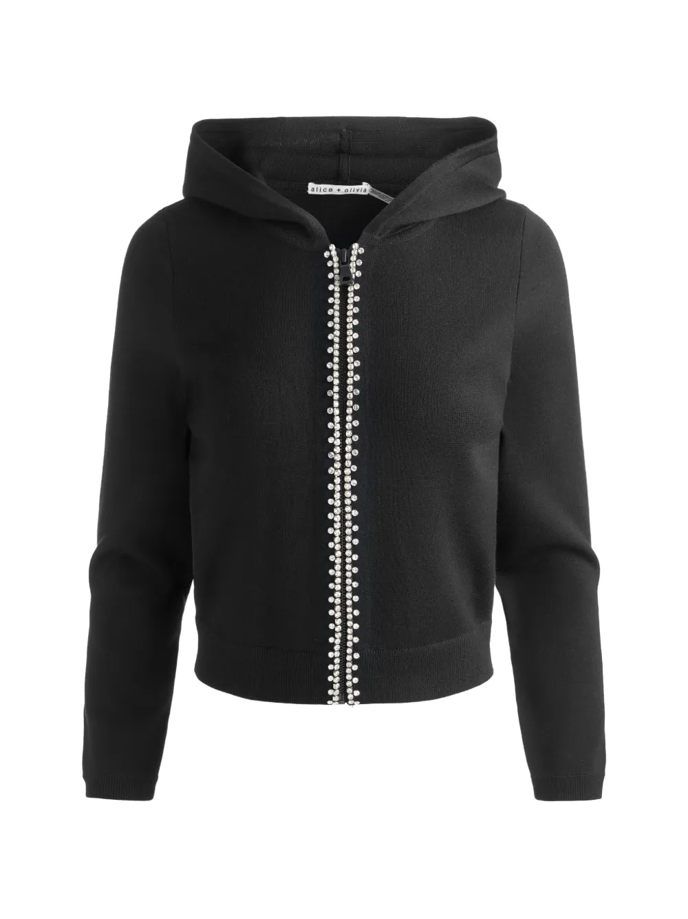 alice + olivia Dollie crystal-embellished zip-up hoodie - Schwarz