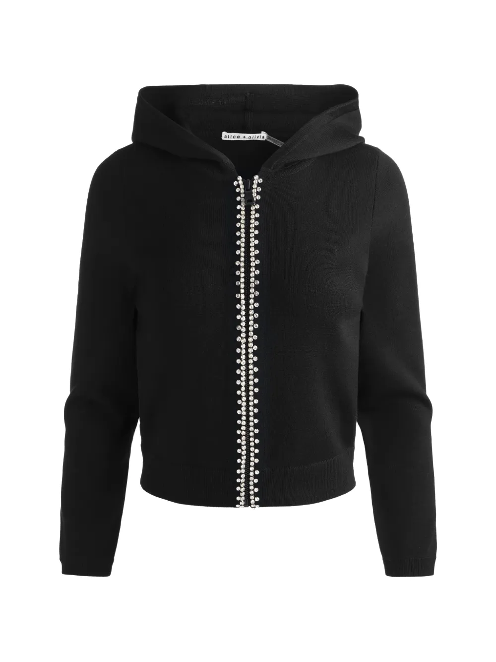 alice + olivia Dollie crystal-embellished zip-up hoodie - Nero