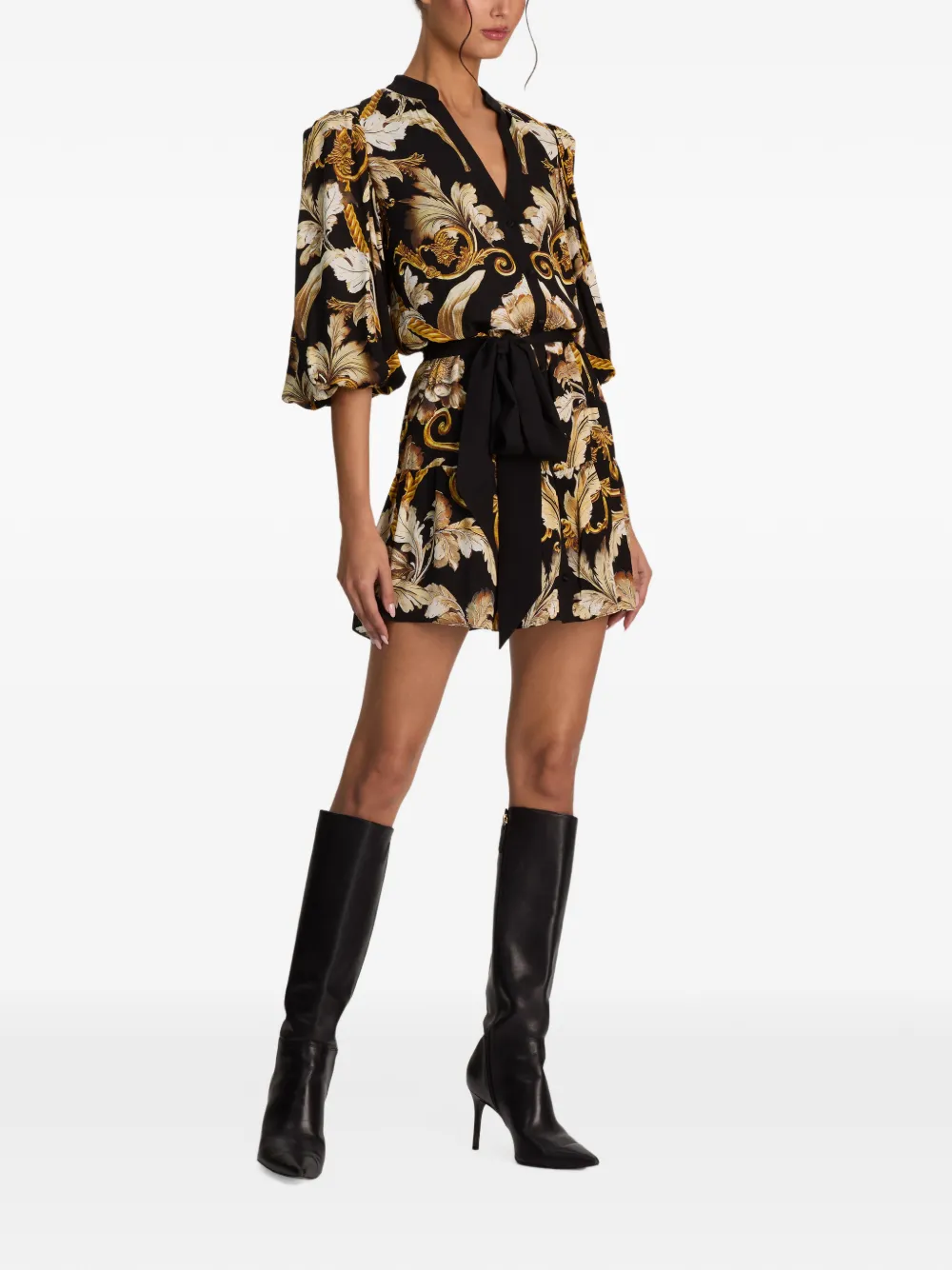 alice + olivia Antonette tiered mini shirt dress Zwart