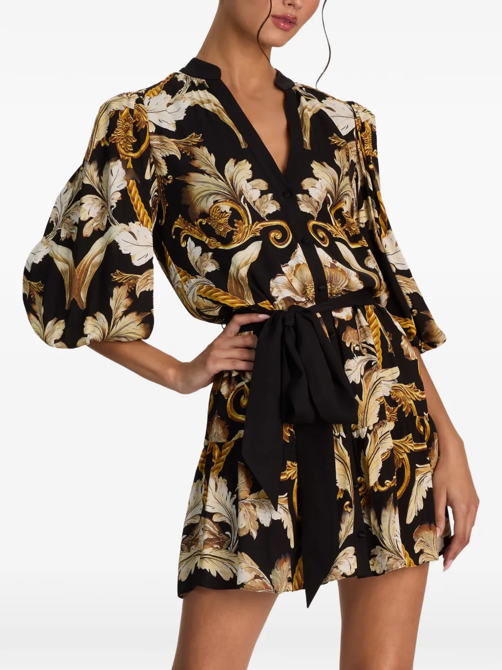 alice + olivia Antonette tiered mini shirt dress Zwart