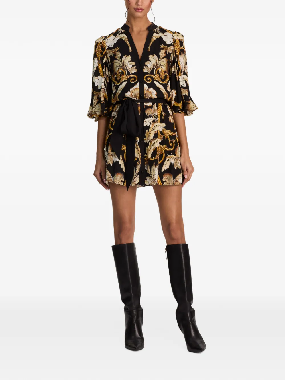 alice + olivia Antonette tiered mini shirt dress Zwart