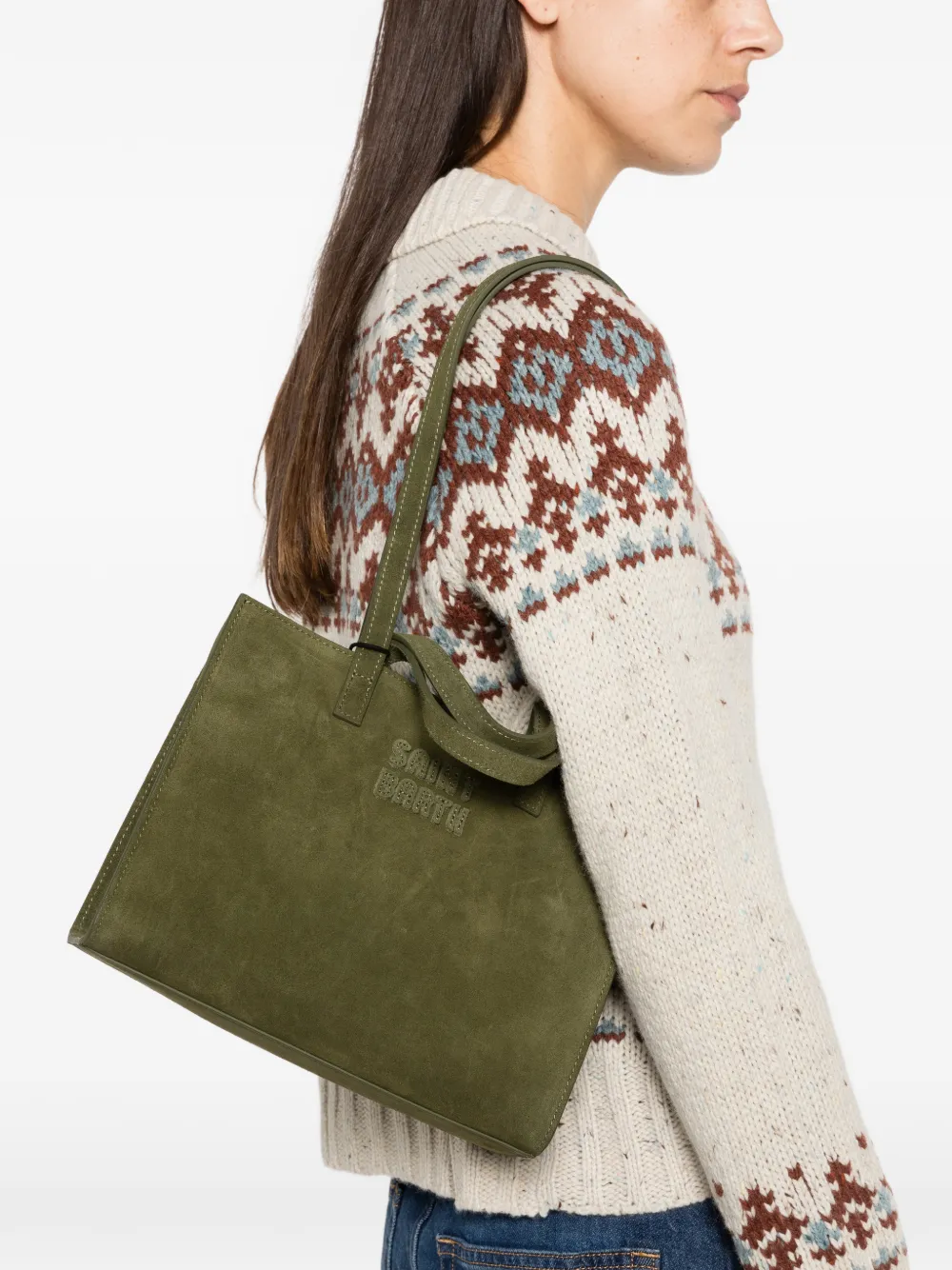 MC2 Saint Barth Jour suède midi-shopper Groen