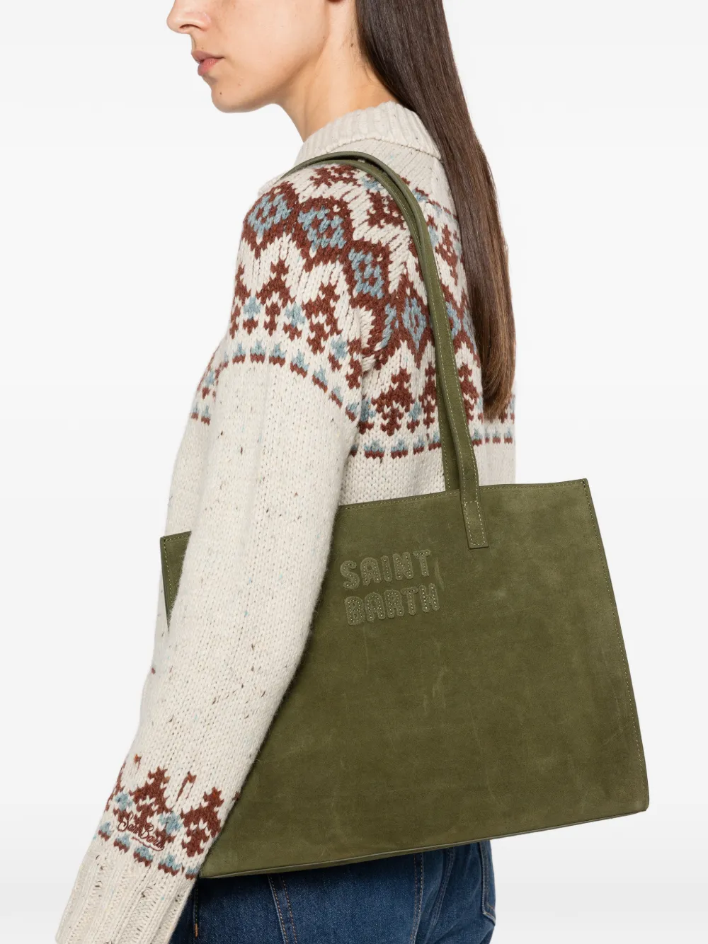 MC2 Saint Barth Joba suede tote bag Groen