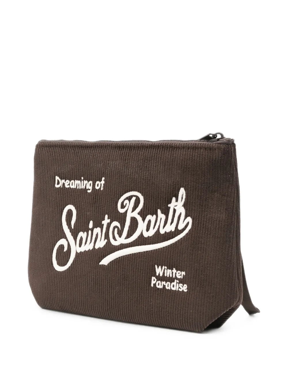 MC2 Saint Barth Aline ribfluwelen clutch met geborduurd logo Bruin
