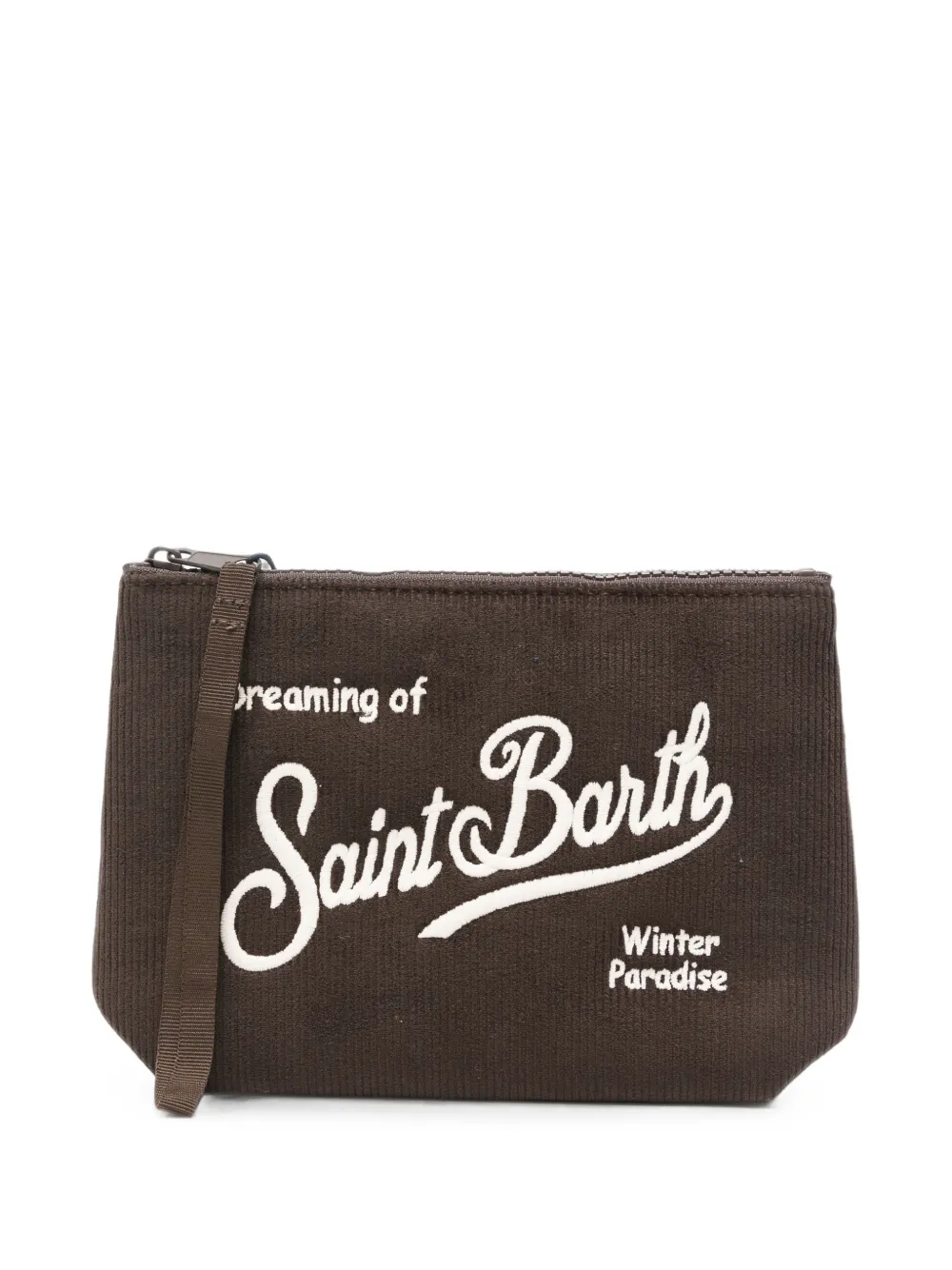 MC2 Saint Barth Aline logo-embroidered corduroy clutch bag