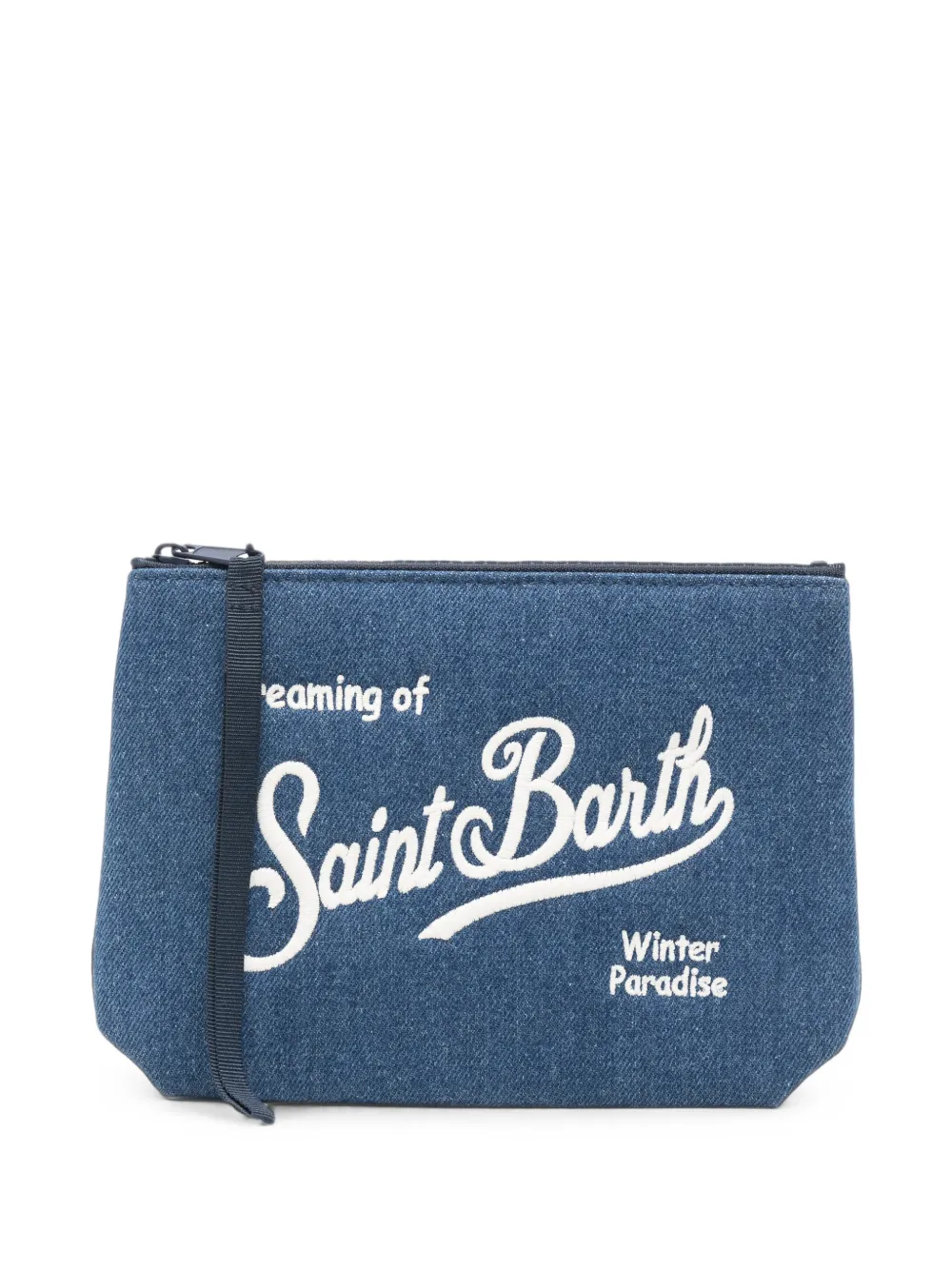 MC2 Saint Barth Aline denim clutch met geborduurd logo Blauw