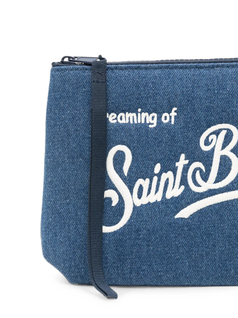 MC2 Saint Barth Aline denim clutch met geborduurd logo Blauw