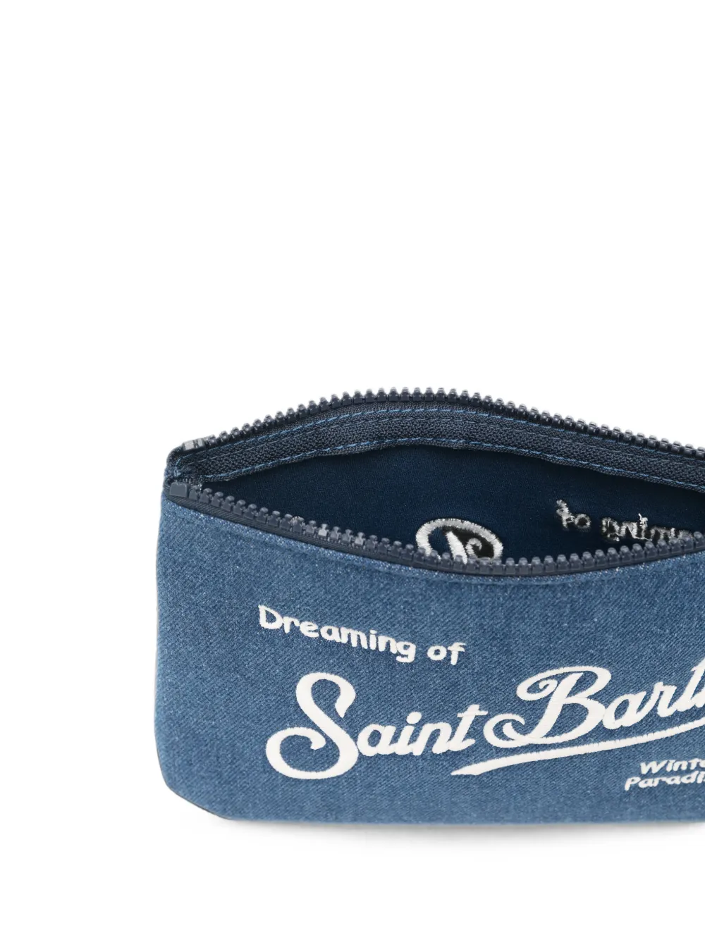 MC2 Saint Barth Aline denim clutch met geborduurd logo Blauw