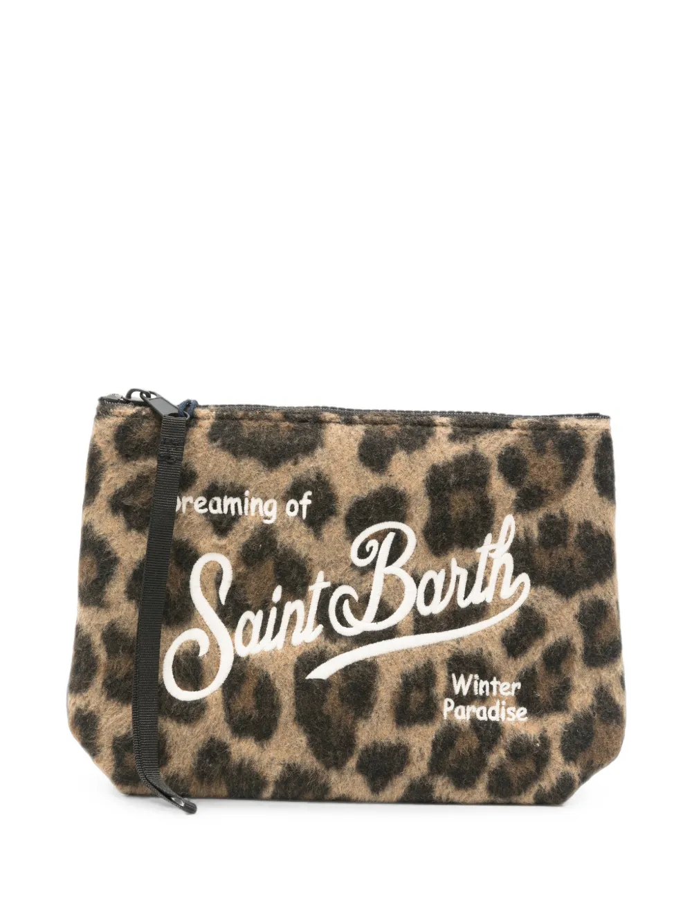 MC2 Saint Barth zebra-print logo-embroidered clutch bag