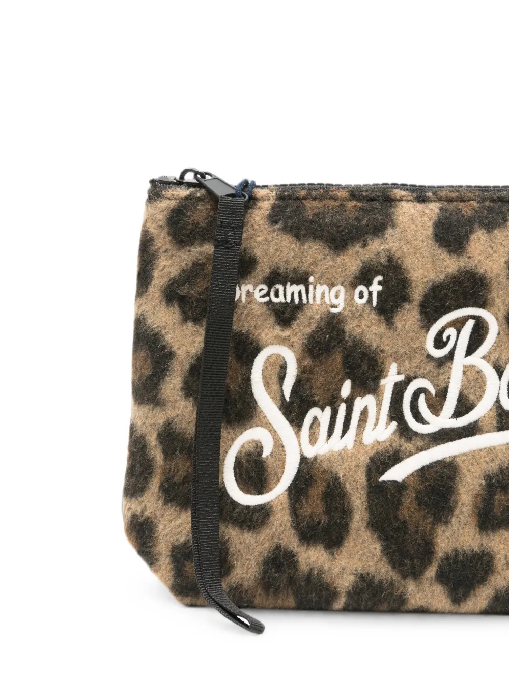 MC2 Saint Barth Clutch met geborduurd logo en zebra-print Bruin