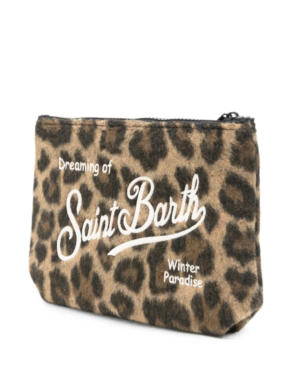 MC2 Saint Barth Clutch met geborduurd logo en zebra-print Bruin