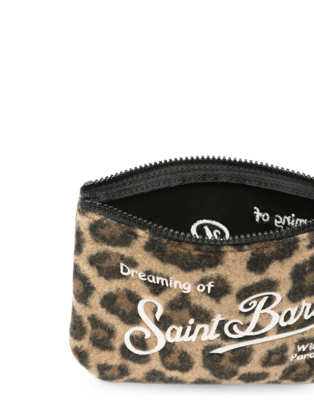 MC2 Saint Barth Clutch met geborduurd logo en zebra-print Bruin