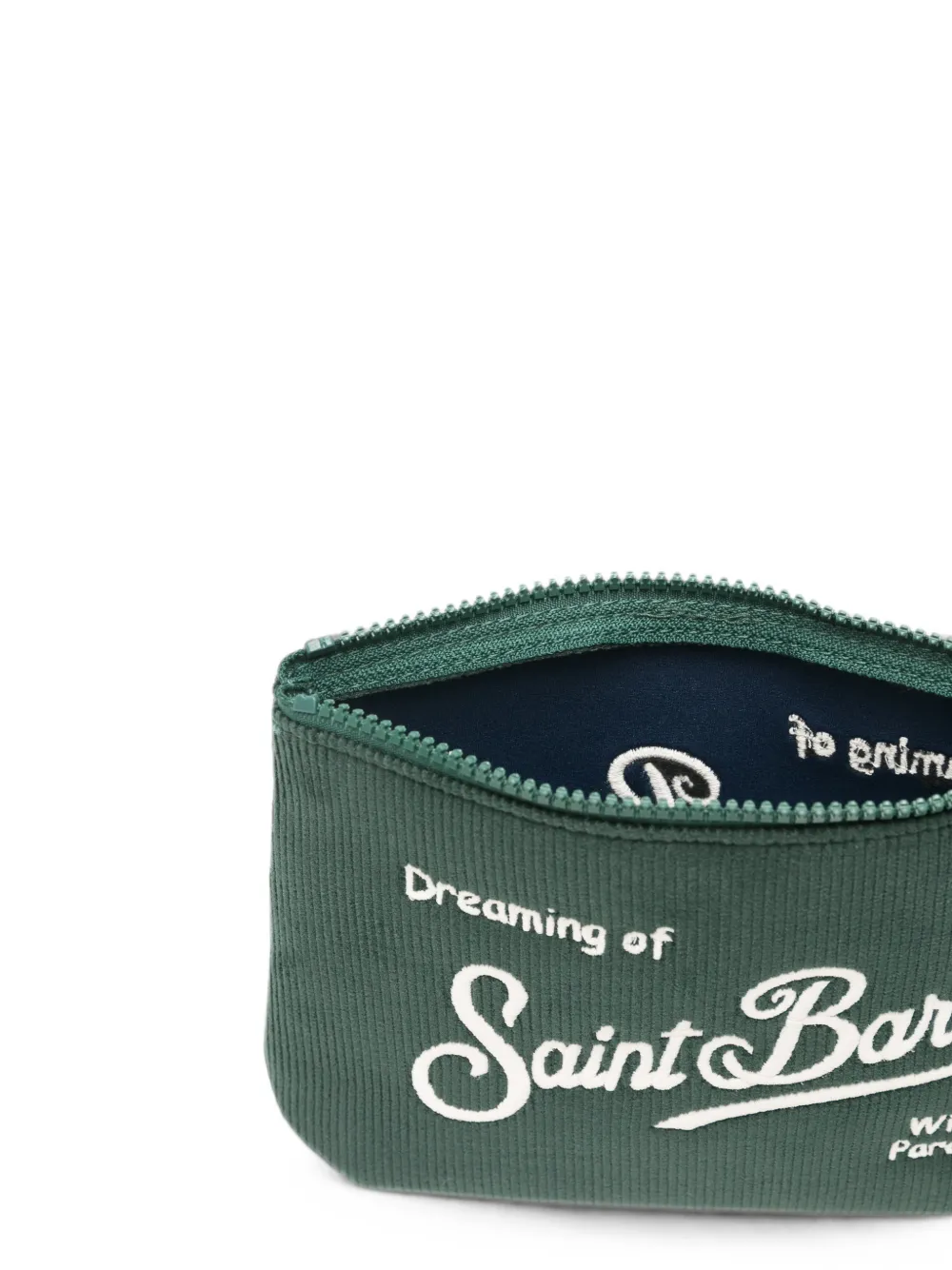 MC2 Saint Barth Aline ribfluwelen clutch met geborduurd logo Groen