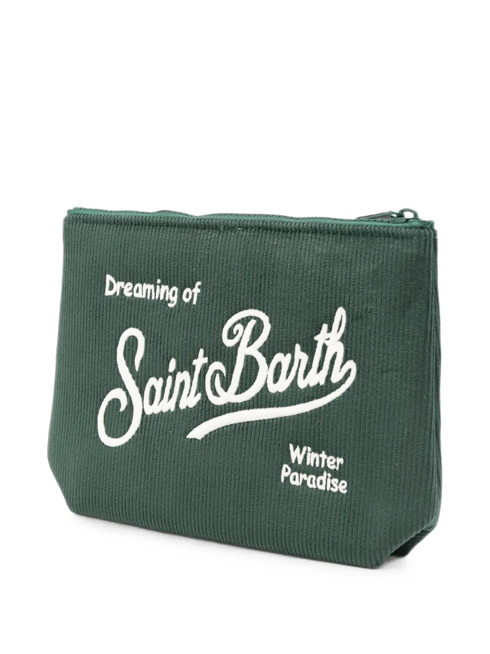 MC2 Saint Barth Aline ribfluwelen clutch met geborduurd logo Groen
