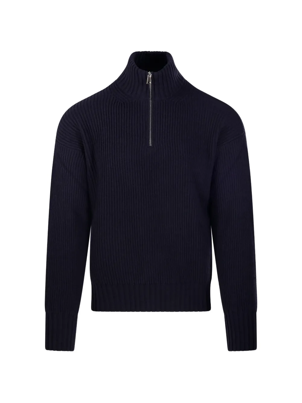 Diana Studio Trucker Ribbed-knit Half-zip Sweater In Black