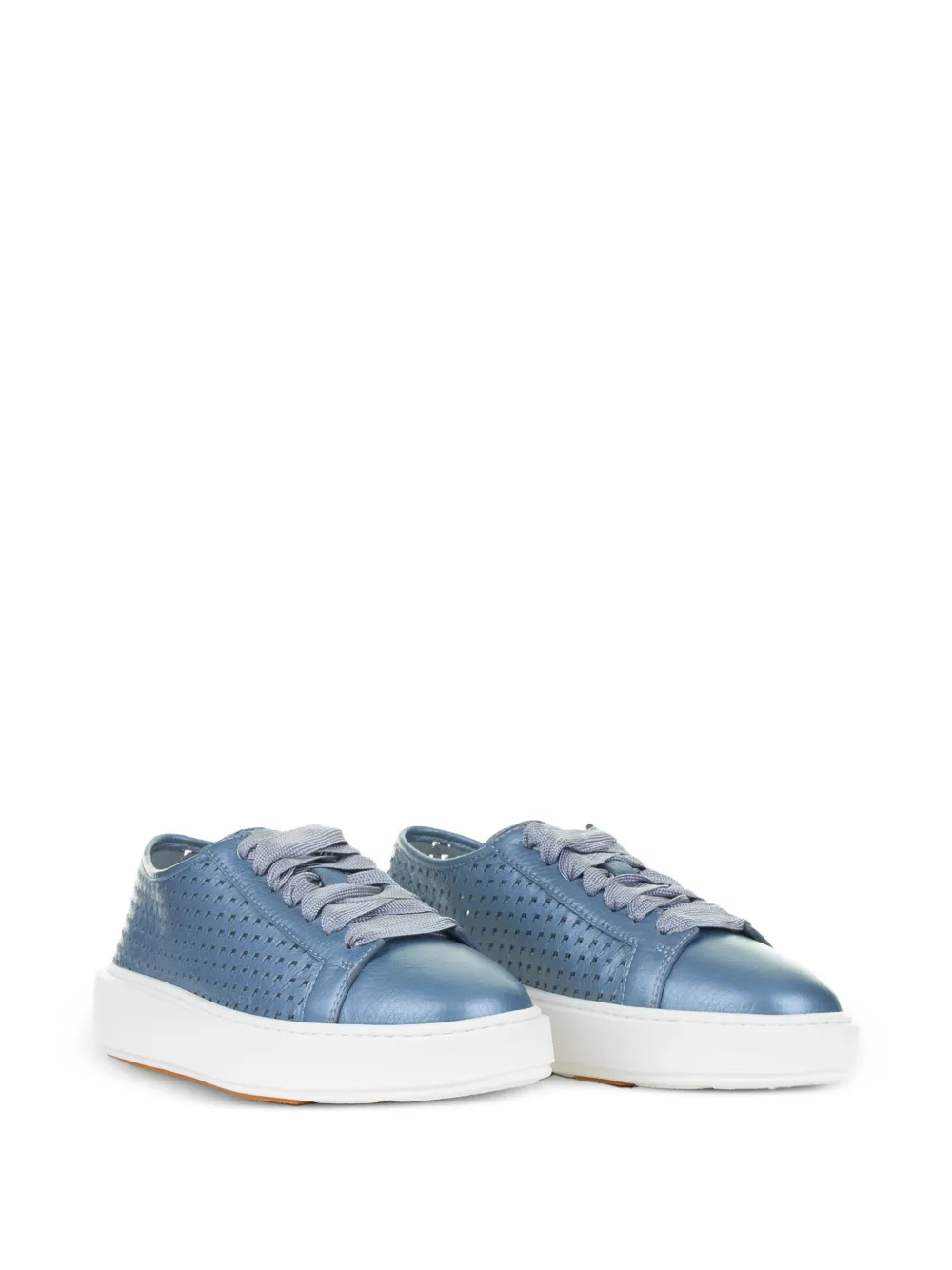 Santoni perforated-detail low-top sneakers Blauw